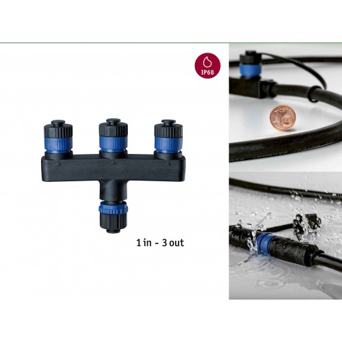 Розгалужувач Plug & Shine 1 вход-3 виходи IP68 Чорний пластик - фото 2 Розгалужувач Plug & Shine 1 вход-3 виходи IP68 Чорний пластик - фото 2