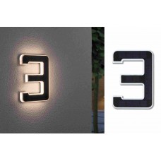 СОНЯЧНИЙ LED фасадний світильник для будинку номер 3 3000K IP44 зі змінною батареєю / чорний
