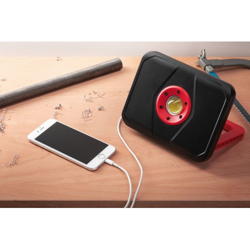 Світлодіодний робочий ліхтар, акумуляторний, DIM 5W USB, 440lm IP65 6500K DC5V, чорний/червоний, пластик фото 6