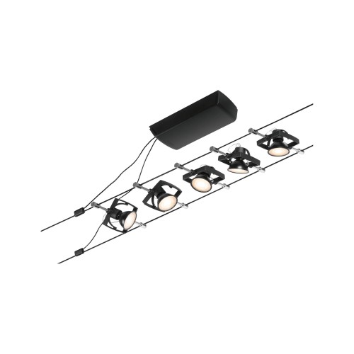 Mac II max 5x10W GU5.3 12V DC кабельна система 2 x 5 метрів чорного матового/хромованого кольору фото 4