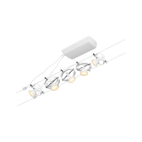 Комплект кабельної системи Cardan max5x10W GU5.3, матово-білий/хромований, 12V DC 60VA, подвійний/метал фото 1