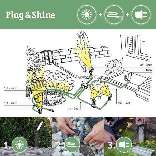 З'єднувальний кабель Plug & Shine 5 м, 1 вхід-1 вихід, IP68, 24 В, чорний/пластиковий - фото 4