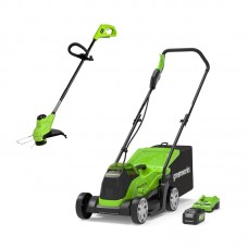 24V газонокосарка Greenworks + тример GD24LM33LT25K4 зарядний пристрій + акумулятор 4 Ah
