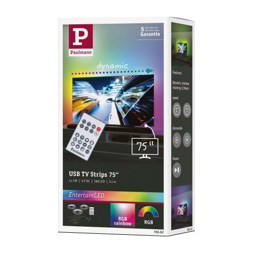 Комплект світлодіодної стрічки для телевізора 75 дюймів USB + Динамічний райдужний RGB 5W 5V чорний пульт дистанційного керування фото 6
