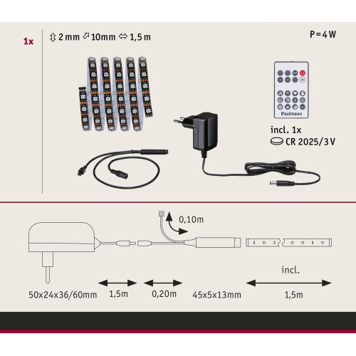 Комплект DYNAMIC LED RGB+ стрічки 3W 1.5M IP20 60LED/м 5VA 230V/12V DC біла/пластик фото 7