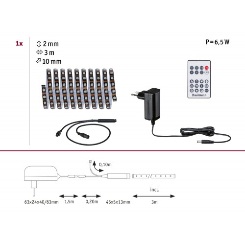 Комплект DYNAMIC LED RGB+ стрічки 5W 3M IP20 60LED/м 10VA 230V/12V DC біла/пластикова фото 6