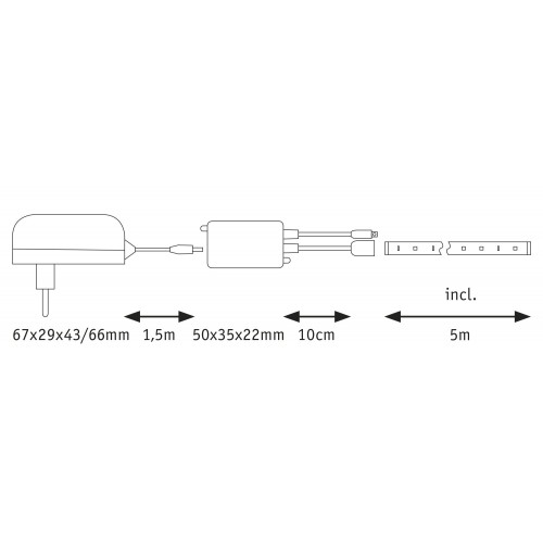 Комплект DYNAMIC LED RGB+10.5W 5M IP20 60LED/м 15VA 230V/12V DC білий/пластик фото 4