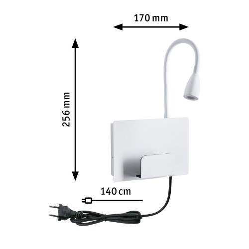 Настінний світильник HALINA LED 2.4W 200lm 2700K USB-C 230V білий матовий/металевий - фото 5