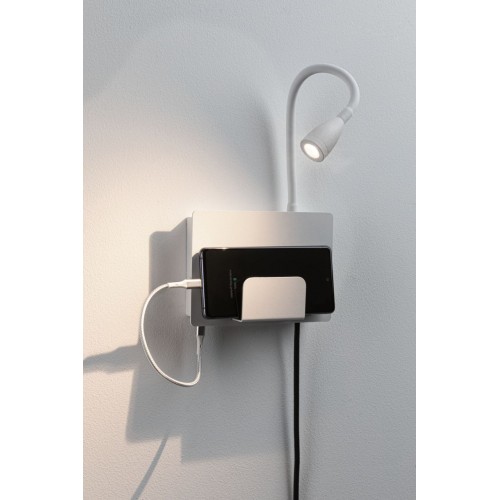 Настінний світильник HALINA LED 2.4W 200lm 2700K USB-C 230V білий матовий/металевий - фото 3