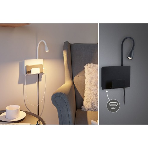 Настінний світильник HALINA LED 2.4W 200lm 2700K USB-C 230V білий матовий/металевий - фото 2