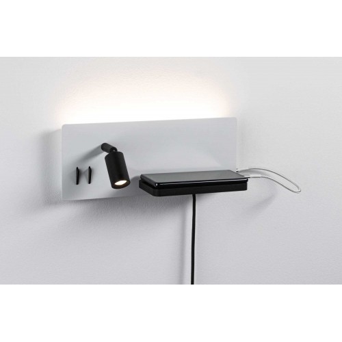 Настінний світильник SERRA LED DIM USB-C лівий 650/200lm 2700K 230V матовий білий / матовий чорний - фото 6