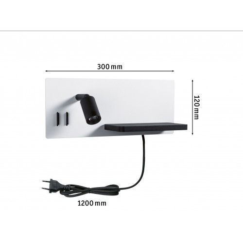 Настінний світильник SERRA LED DIM USB-C лівий 650/200lm 2700K 230V матовий білий / матовий чорний - фото 7