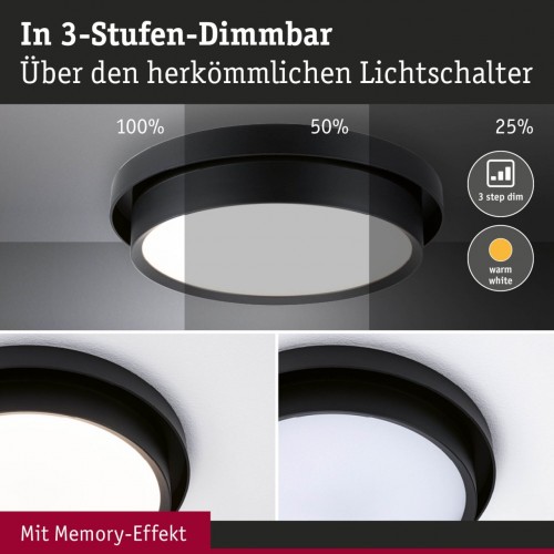 Світлодіодний стельовий світильник MALIK LED DIM 13.5W 280mm 850lm 2700K IP20 230V матовий чорний / пластик фото 3