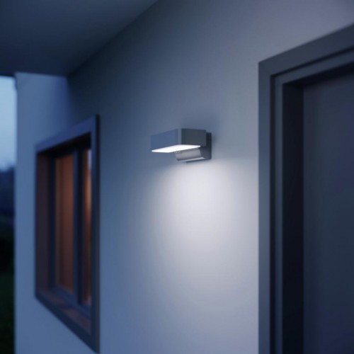Фасадний світильник з датчиком руху та сутінків Steinel L 800 SC LED iHF Bluetooth Mesh Connect 7.5W 3000K 466lm IP44 IK03 230V срібний / алюмінієвий фото 1