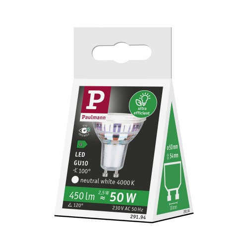 Світлодіодне джерело світла GU10 ECO LINE 2.5W 450lm 4000K 230V срібло / скло - фото 7