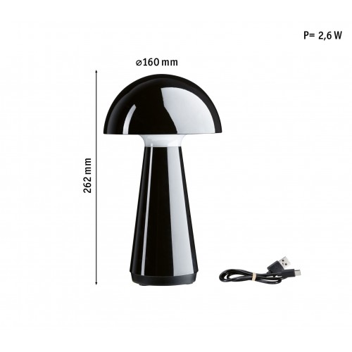 Акумуляторна настільна лампа ONZO LED 3-STEP DIM USB-C 2.6W 240lm 2700K IP44 Глянцевий чорний / Пластик - фото 10