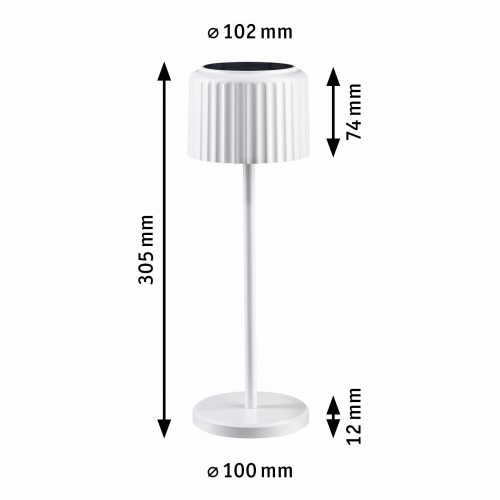 Сонячна настільна лампа ELSE LED DIM USB-C 3.7W 250lm 2700K IP44 Біла / Алюміній фото 13