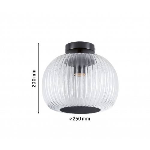 Стельовий світильник для ванної кімнати RUYA E27 max.60W IP44 230V матовий чорний / скло - фото 7