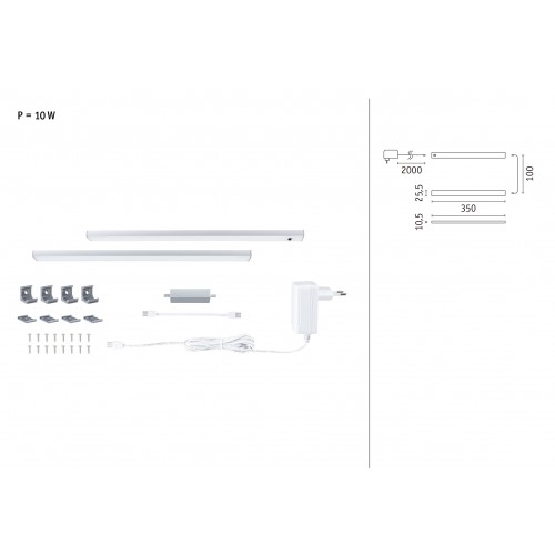 Комплект світильників під шафи SET LINE DIM PIR 2x4W 2x350lm 350mm 30000K 230V/24V матовий хром / алюміній фото 7