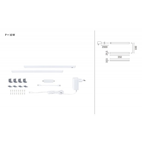 Комплект світильників під шафи SET LINE DIM PIR 2x4W 2x350lm 350mm 3000K 230V/24V матовий білий / алюміній фото 1