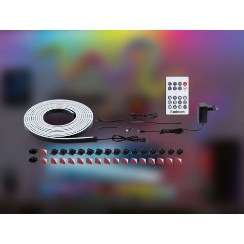 Комплект чорної неонової світлодіодної стрічки RGB+12W 24VA 5V DC 5M IP20 чорна/пластикова фото 8
