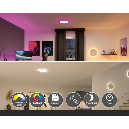 Світлодіодний стельовий світильник ATRIA SHINE з підсвічуванням RGB+W 32 Вт 2700 лм круглий, 400 мм, 3000K-6500K 230 В, білий/пластик - фото 4