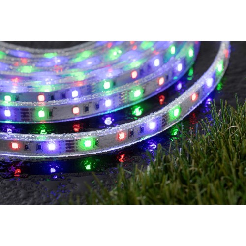 Сонячна світлодіодна стрічка для вулиці 5 м 3,2 Вт DIM RGB 22 лм/м сутінковий датчик 5 В пульт дистанційного керування IP44 чорна/пластикова - фото 4