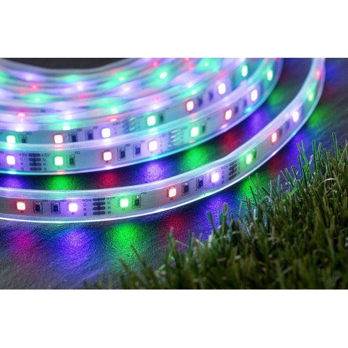 Сонячна світлодіодна стрічка для вулиці 5 м 3,2 Вт DIM RGB 22 лм/м сутінковий датчик 5 В пульт дистанційного керування IP44 чорна/пластикова - фото 5