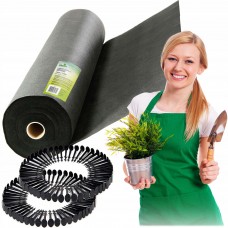 Садовий агротекстиль 1,6 м x 100 м 90 г/м2 + 100 штифтів Plonos - чорний