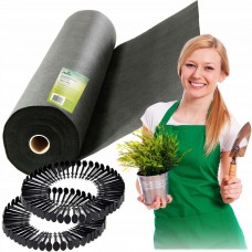 Садовий агротекстиль 1,6 м x 50 м 90 г/м2 + 100 штифтів Plonos - чорний
