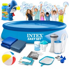Садовий розширювальний басейн 366 x 76 см 15 в 1 INTEX 28132 + машина для бульбашок БЕЗКОШТОВНО