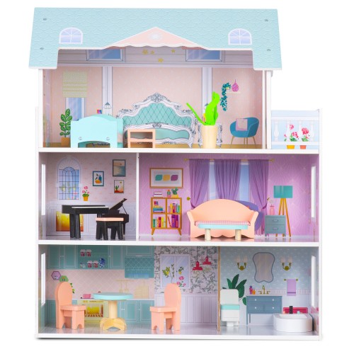 Великий дерев'яний ляльковий будиночок 3-поверховий Ricokids RK-878 - фото 1