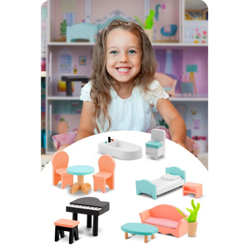 Великий дерев'яний ляльковий будиночок 3-поверховий Ricokids RK-878 - фото 10