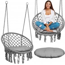 Підвісна садова гойдалка BOHO сірого кольору + подушка