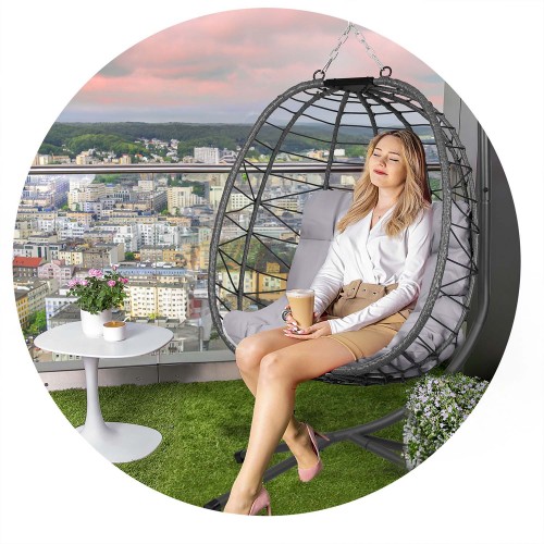 Підвісне садове крісло Tihuana сірого кольору + сірі подушки Sofotel фото 9