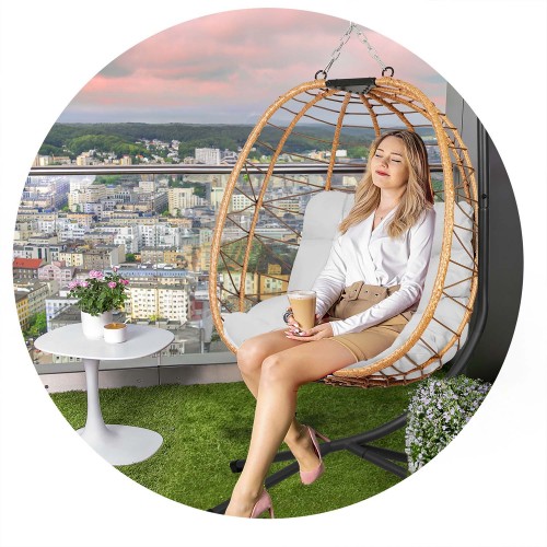 Підвісне садове крісло Tihuana коричневого кольору + сірі подушки Sofotel - фото 9