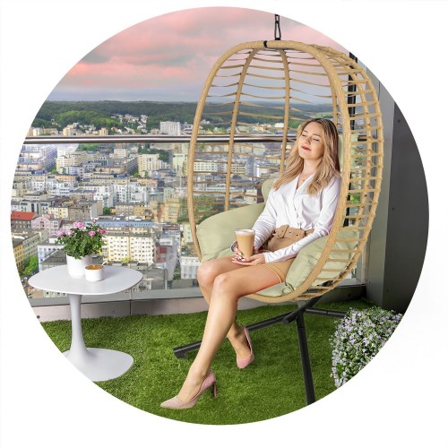 Чорний підвісний садовий стілець Toskana + бежеві подушки Sofotel фото 9