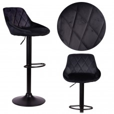 Барний стілець зі спинкою Nerra Sofa чорний з чорною основою