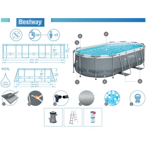Каркасний басейн 427х250х100см Bestway 10в1 56620 фото 5