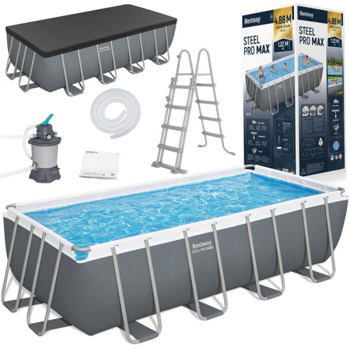 Bestway Frame Pool 488x244x122cm 9in1 Pump Ladder Cover 56671  фото 