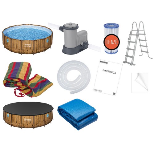Bestway Frame Pool 488x122 12in1 Mat Cover Pump Ladder 56725 фото 3