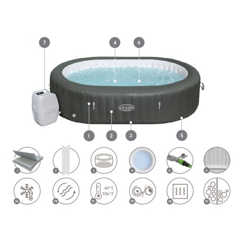 Bestway Lay-Z-Spa Mauritius джакузі 5-7 осіб WiFi додаток гідромасаж 60067 фото 8