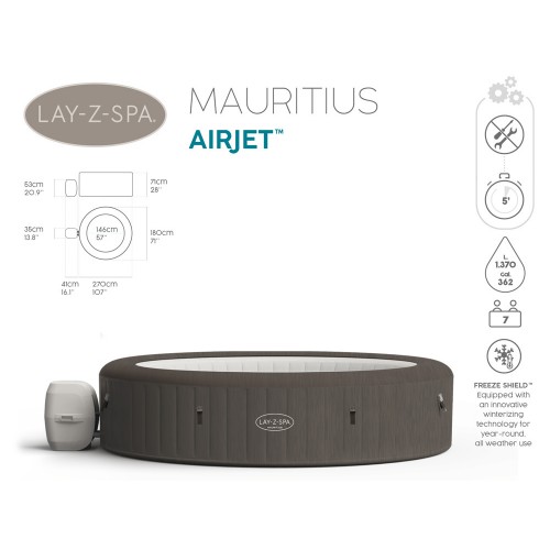 Bestway Lay-Z-Spa Mauritius джакузі 5-7 осіб WiFi додаток гідромасаж 60067 фото 2