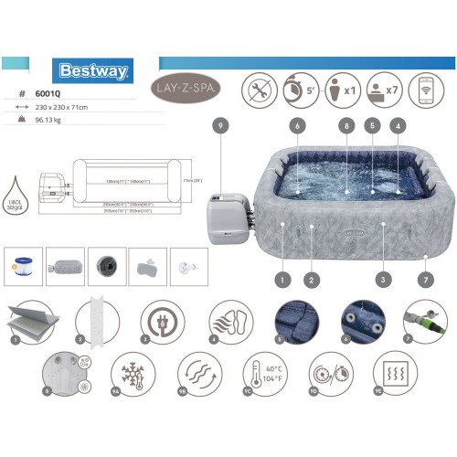 Bestway Lay-Z-Spa San Francisco Pro 7 Wi-Fi App LED 5-7 Persons 6001Q фото 11