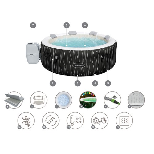 Джакузі Bestway Lay-Z-Spa HOLLYWOOD 4-6 осіб 196 см LED 60059 фото 5