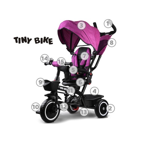 Триколісний велосипед Tiny Bike 3 в 1 рожевого кольору з тентом SP0650 фото 3