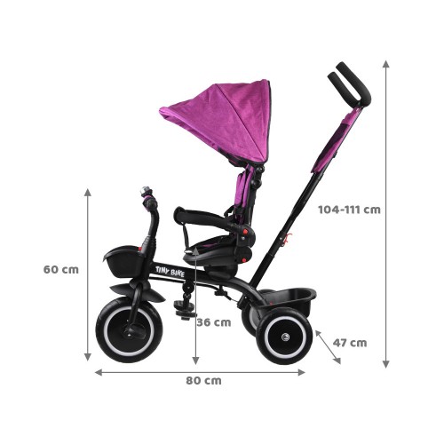 Триколісний велосипед Tiny Bike 3 в 1 рожевого кольору з тентом SP0650 фото 4