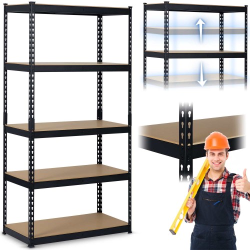 Металева складська полиця 183 x 90 x 45 см Humberg HR-700 чорного кольору  фото 