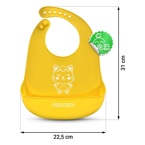 Силіконовий слюнявчик для годування Ricokids жовтий - фото 3