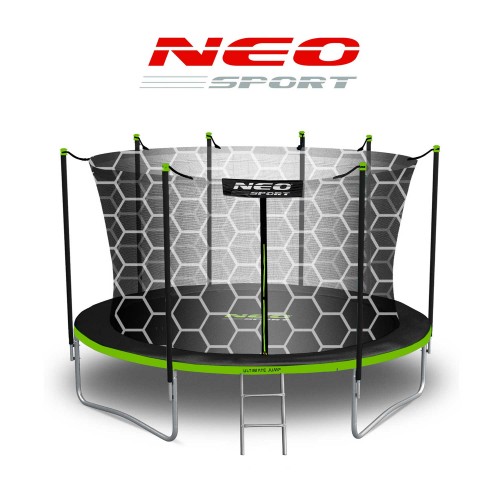 Садовий батут 12 футів/374 см з внутрішньою сіткою та драбиною Neo-Sport фото 5
